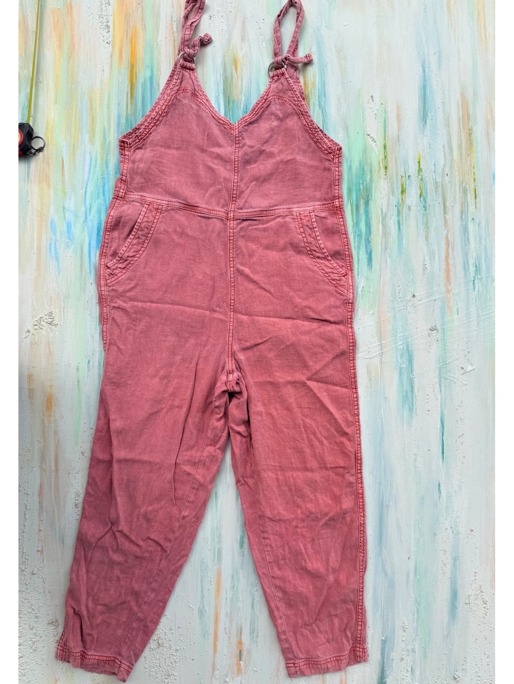 American eagle pink denim jumpsuit